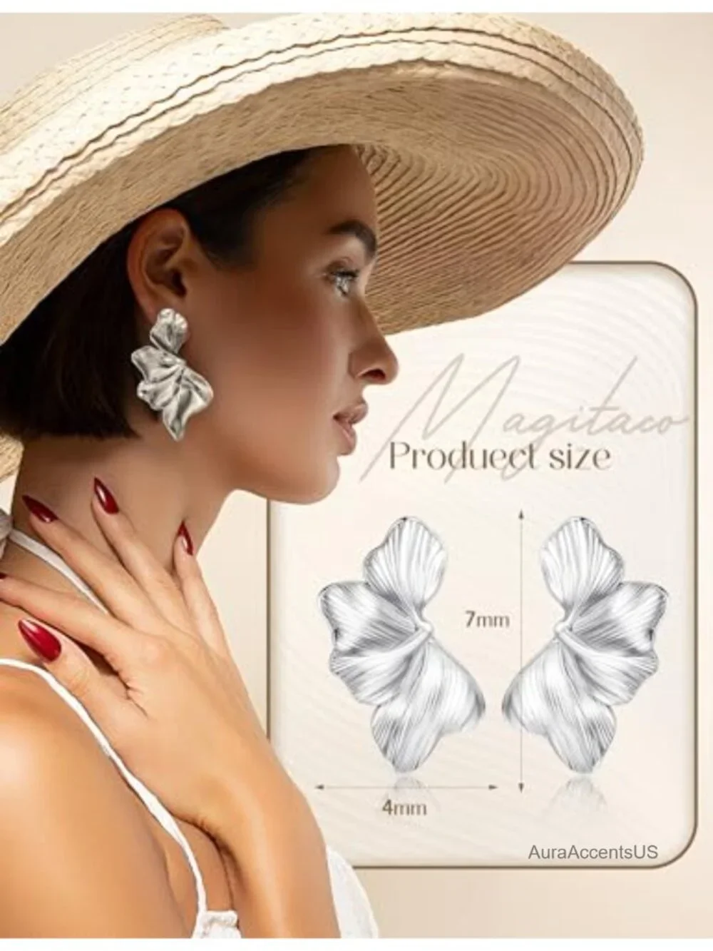 Oversized Floral Dangle Earrings for Women, Lightweight Statement Party Jewelry